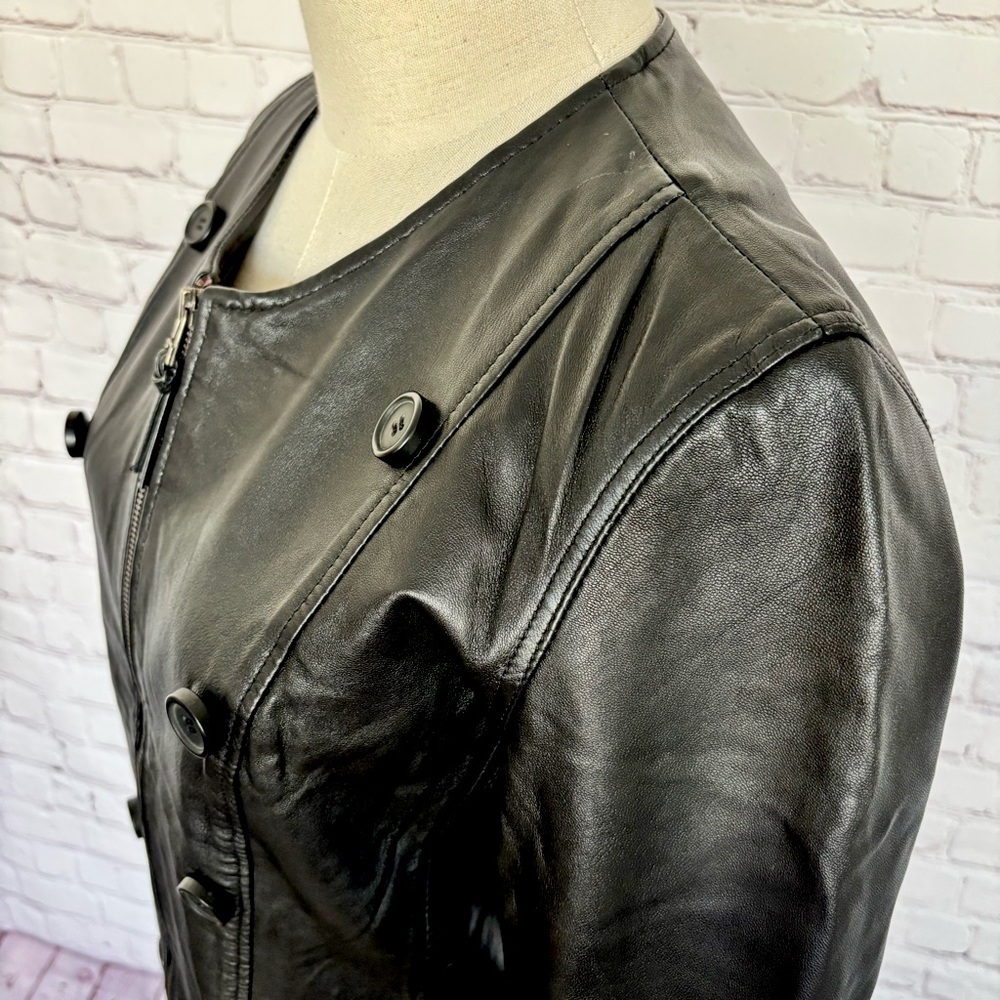 BOD & CHRISTENSEN Ariel Black Long Sleeve Genuine Leather Fitted Jacket--M - Picture 5 of 16